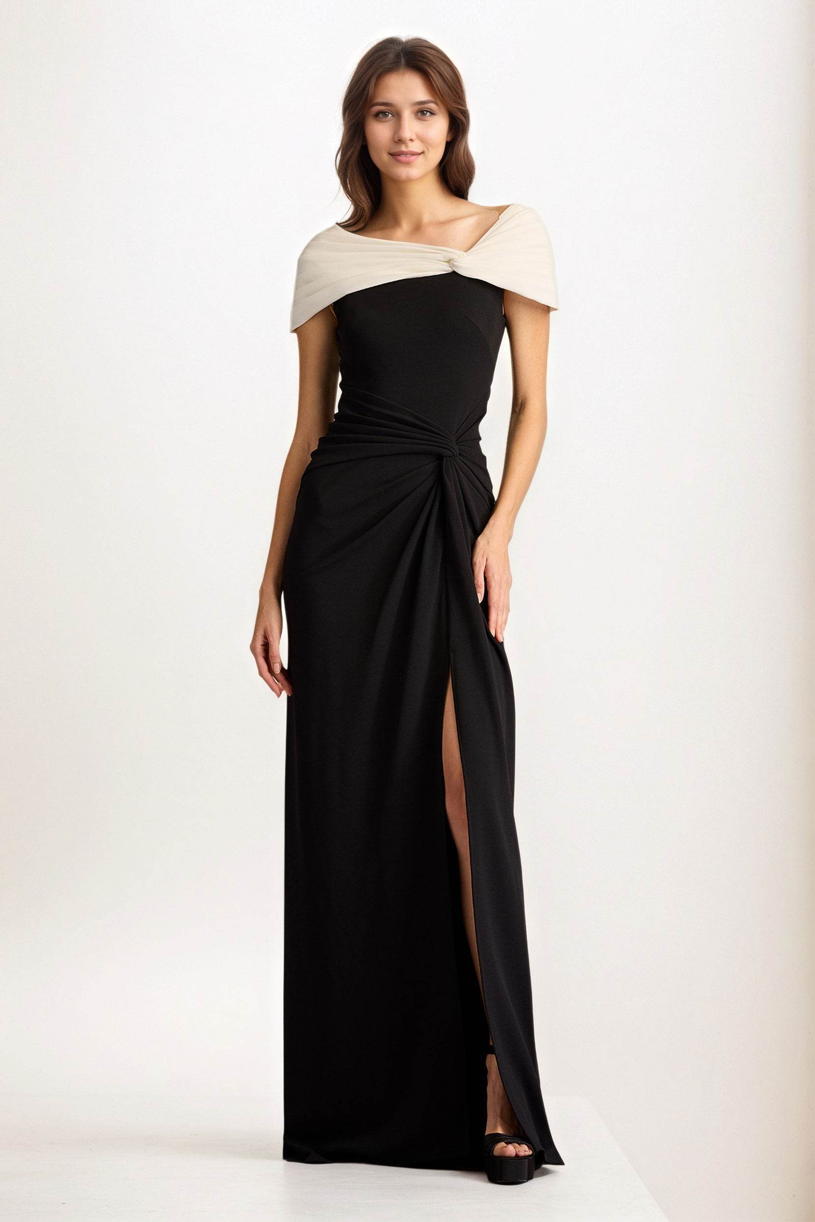 Sheath-Column Maxi Chiffon Wedding Guest Dress CG0279 - COCOMELODY